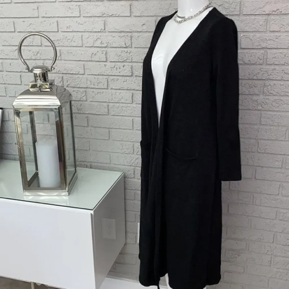 LuLaRoe Sarah Women Black Long Sleeve Open Front Duster Size S